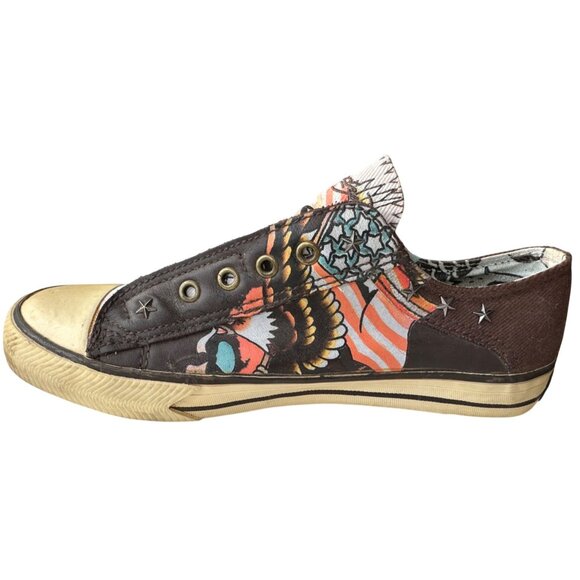 Ed Hardy Born Free Brown Leather Sneakers Adult Unisex/Women Size 10 (READ) - Picture 11 of 16